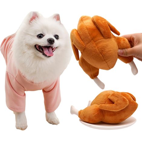 Jouet pour chien en peluche en forme de poulet rôti avec couineur intégré - Jouet à mâcher durable pour les chiens qui mâchent avec force, jouet interactif en peluche douce pour chiots, chiens de peti