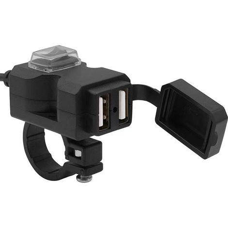 Chargeur de téléphone portable pour moto électrique, charge rapide, double port USB, rétroviseur de moto, chargeur de moteur de guidon (1/5)