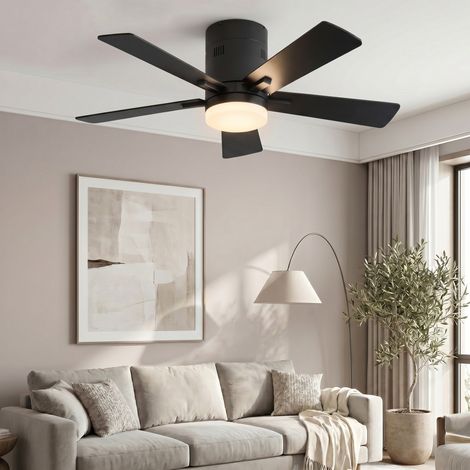 Ventilador de techo con luz de 106,6 cm y mando a distancia - Ventilador de techo silencioso de 6 velocidades - Iluminación LED tricolor regulable y modo verano/invierno - Estilo moderno minimalista - (1/5)