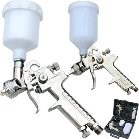 Neilsen 7pc Spray Paint Sprayer Gravity Feed Gun Air Line 1000ml 1/4" BSP Set (1/2)