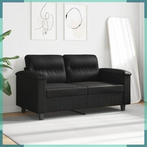 359558 Canapé à 2 places Noir 120 cm Tissu microfibre (1/5)
