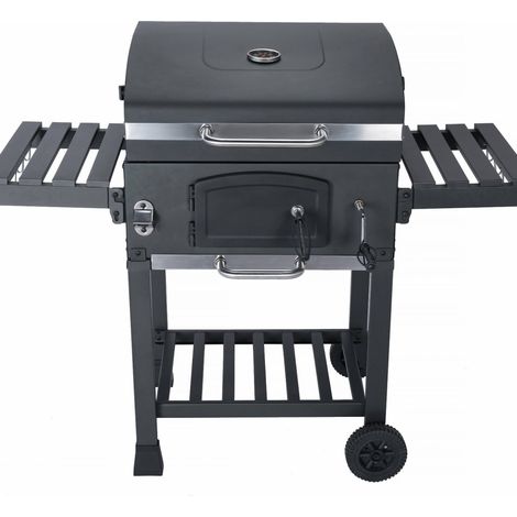 Charcoal smoker barbecue with ash collector, Bernard, Black, 122x65x103.5 cm (1/5)