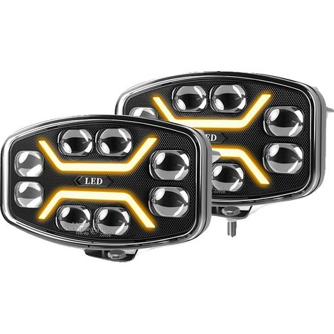Luz de trabajo LED, doble función, alto brillo, 2 unidades de luz diurna (DRL) ámbar y blanca. (1/2)