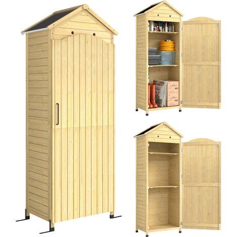Abri de jardin en bois extra haut avec étagère réglable, porte magnétique et ventilation du toit galvanisé (1/5)
