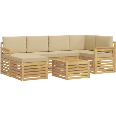 Set di divani da esterno 7 pcs Bianco e Beige 59 x 59 x 37 cm vidaXL
