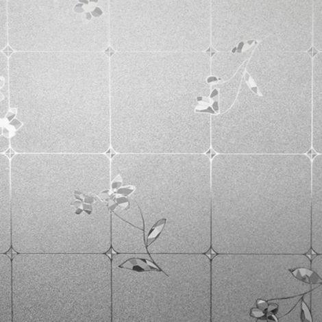 Pellicola Privacy effetto mattonelle e fiori per Finestre Vetri Autoadesive Anti-UV Controllo Calore Misura - 90cm x 150cm