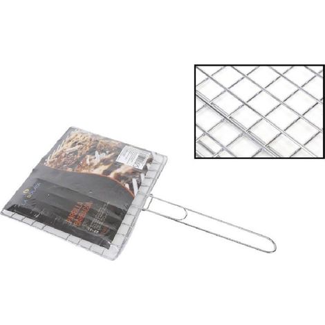TrAdE Shop Traesio - Graticola Griglia Barbecue Doppia In Ferro Grigliata Pesce Arrosto 21.5 X 19.5cm -