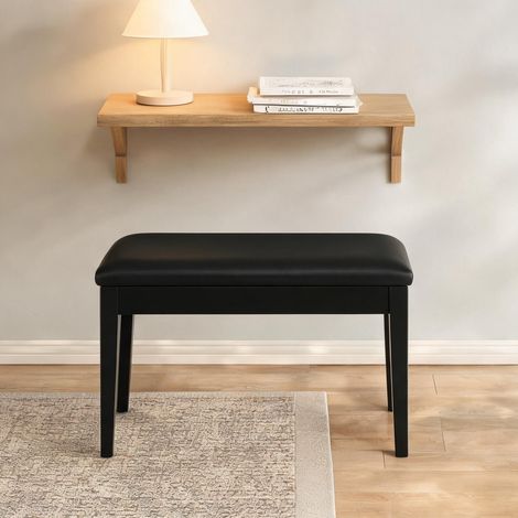 Banquette de piano réglable en hauteur avec rangement cuir noir (1/5)