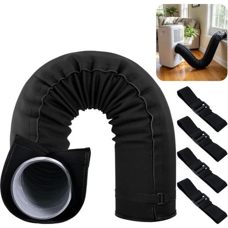 Housse de tuyau pour climatiseurs portables - 150 x 50 cm - Housse de tuyau AC - Lavable - Housse protection isolée 12,7 cm et 15 cm (1/5)