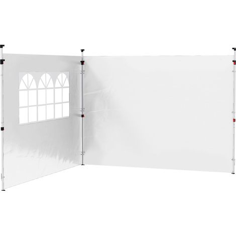 3x3 m große Seitenwände für einen Pavillon, 2er-Set, mit Fenster, aus weißem Oxford-Gewebe
