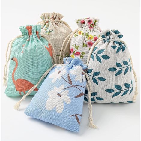 Lot de 25 Sachets Jute Naturelle, Cordon, Cadeau, Dragée, Bijoux, Emballage, Fête, Mariage, Petit Format (1/5)
