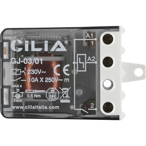 Télérupteur unipolaire à impulsion 230V 10A – Relais électromécanique 1 contact NO – Fixation par vis pour tableau électrique – Cilia