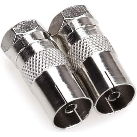 Adaptateur de connecteur TV T/F vers antenne coaxiale RF type F mâle vers 9,5 TV femelle - Argent - 2 broches (1/3)