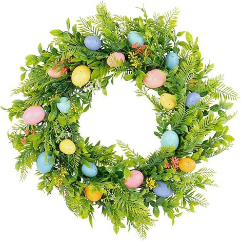 Guirlande De Pâques - Guirlande Artificielle Avec Œufs De Pâques Et Fleurs Sauvages - Pour Porte Intérieure Ou Extérieure - 45 cm (1/5)