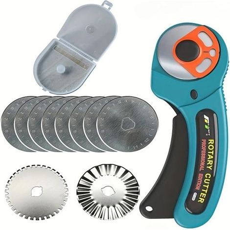Cutte Rotatif Auto-Bloquant - Lame Ondulée 45 mm - Acier Inoxydable - Pour Moquette Tissu Cuir Faux Cuir - 1 Pièce (1/5)