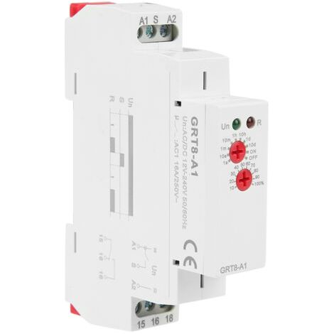 Mini Relais temporisé de Mise Sous Tension, Plage Très Large, AC/DC 12V à 240V, Indicateurs LED, Montage sur Rail DIN pour la Domotique (1/5)