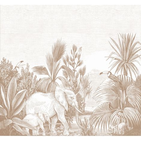 papier peint panoramique jungle beige  - ESTAhome (1/5)