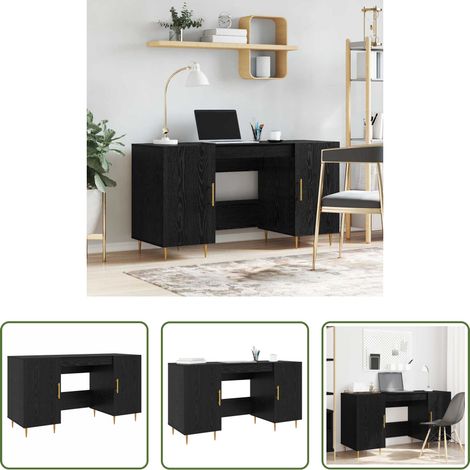 Bureau moderne - Bureau avec porte Chêne noir 140 x 50 x 75 cm Bois d'ingénierie (1/5)