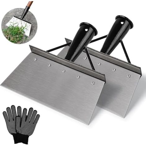 Lot de 2 pelles de jardin de 21 cm, pelles de nettoyage en acier au manganèse avec gants, pelles plates pour le nettoyage, le désherbage et le déneigement. (1/5)
