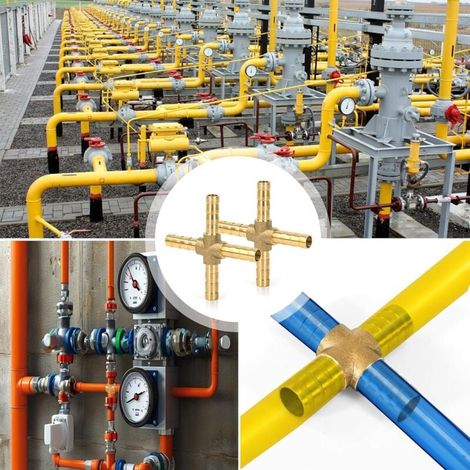 ZVD Raccords de tuyaux d'air en laiton de 6 mm, connecteurs transversaux avec ardillons pour carburant, air, eau et diesel (6 pièces) (1/4)