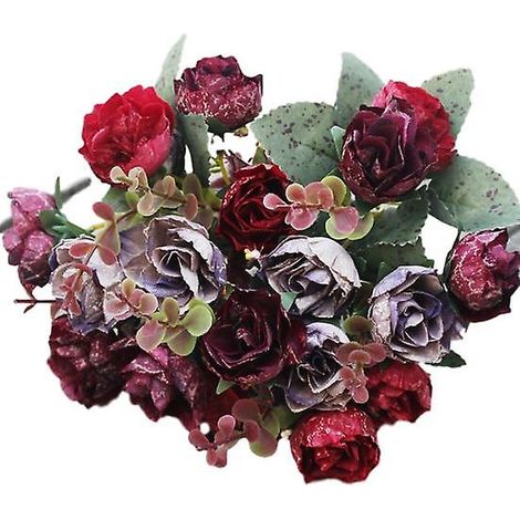 rose artificielle pour décoration de jardin, fête, mariage ou vacances à faire soi-mêmerouge vin (1/5)