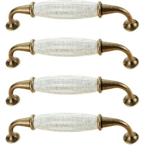 4 Poignée Meuble Vintage Laiton Vieilli 144 33mm Zinc-Aluminium et Porcelaine Poignée pour Poignee de Meuble Cuisine (1/5)