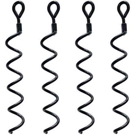 Ahlsen 38.5cm Spiral Earth Ground kit d'ancrage haute performance pour hangar Idéal comme poteau d'attache pour chien pour sécuriser les animaux, les tentes, les auvents, les hangars, paquet de 4 (1/5)