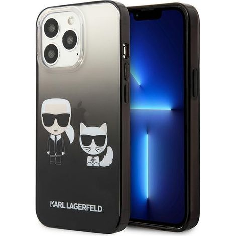 Karl Lagerfeld KLHCP13LTGKCK iPhone 13 Pro / 13 6.1 Hardcase schwarz/schwarzer Farbverlauf Ikonik Karl & Choupette (1/5)