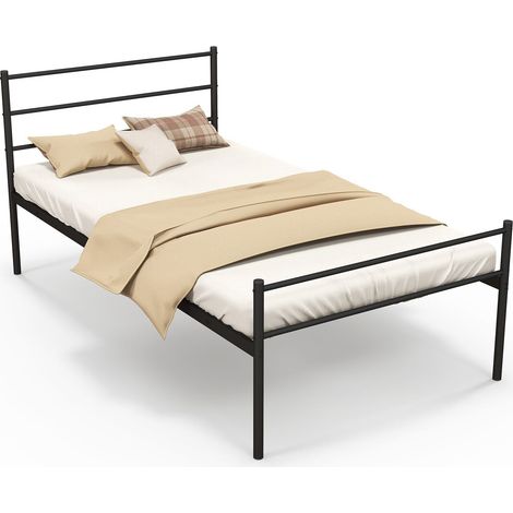 COSTWAY 3FT Single Metal Bed Frame Heavy-duty Slatted Platform Bed Headboard (1/5)