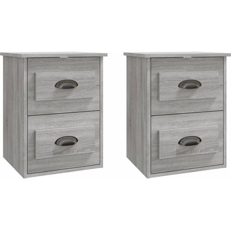Set di 2 comodini da parete con cassetti 41,5 x 36 x 53 cm in legno ingegnerizzato grigio DEC036112