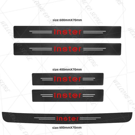 (5 pièces LOGO Inster) Convient pour Inster Cross Atos Getz LOGO Amica EV 1 jeu de protections de seuil de porte et de coffre en fibre de carbone, autocollants et accessoires (1/4)