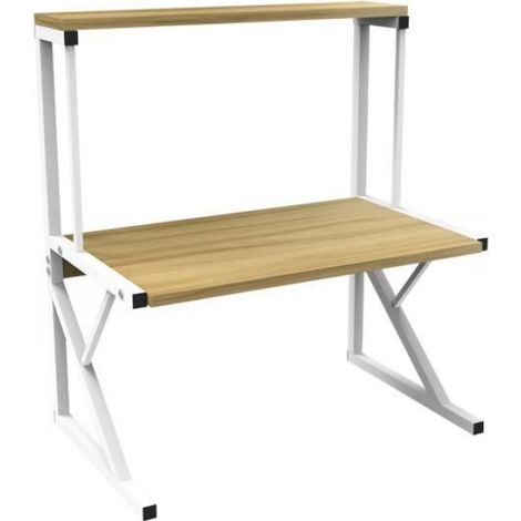 Etagère de cuisine à 2 niveaux, support de grille pour four à micro-ondes, armoire de rangement pour condiments, noyer (1/3)