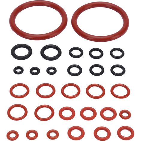 O-Ring-Set für Kaffeemaschinen, Silikon, verschiedene Größen von 0,6 cm bis 4 cm, 30 Stück, schwarz und rot, hochtemperaturbeständig und wasserdicht (1/5)