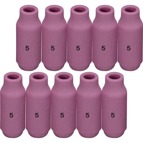 Buse en alumine et cuves céramiques pour soudure TIG Buses 10N49, 5 avec orifice de 8,0mm - Pour chalumeau de soudure TIG QQ300, PTA, DB, SR, WP 17, 18, 26 - Pack de 10 (1/5)