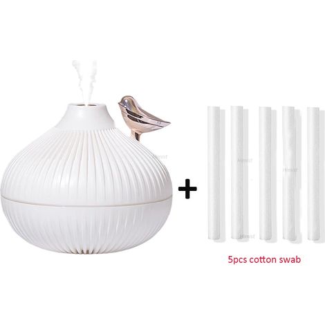 Humidificateur d'air, diffuseur d'huiles essentielles (blanc + 5 filtres, USB) (1/5)