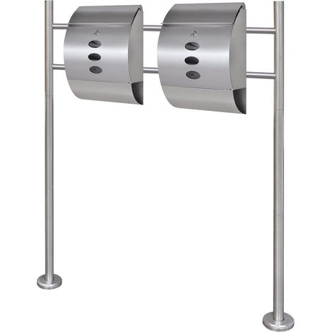 Cassetta postale doppia dal design contemporaneo in acciaio inox su piedini 120 cm 1002007