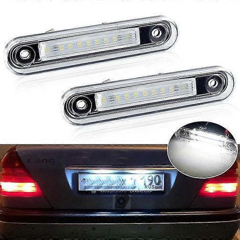 Lot de 2 ampoules LED blanches sans erreur pour plaque d'immatriculation arrière de voiture Mercedes-Benz Classe E W124, 190 W201 et Classe C W202 (1/5)