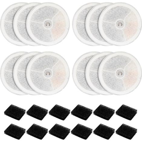 Lot de 12 distributeurs d'eau pour chats et chiens compatibles avec PETKIT Ever Weet 2S/3/3 Pro/Solo/Solo SE avec filtre pour fontaine à chat et éponge filtrante