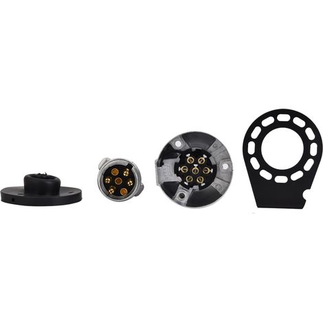 Connecteur fiche 12V 7 broches pour remorque, caravane, attelage, support de montage inclus (1/5)