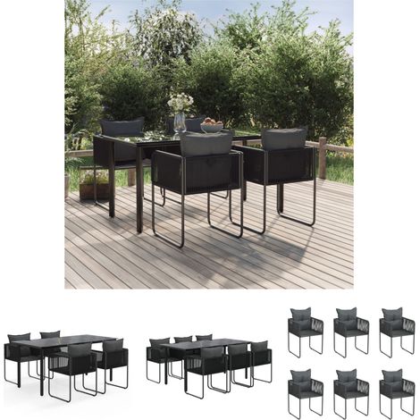 Gartenesszimmer - vidaXL 5-tlg. Garten-Essgruppe Schwarz - Witterungsbeständig (1/5)