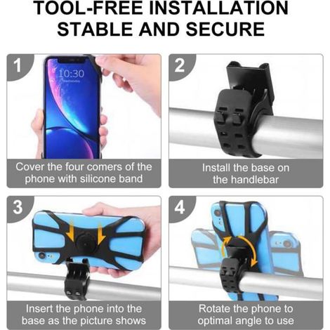 Support de téléphone de vélo de 1 pièce,support de navigation de téléphone,fixation de voiture anti-tremblant,360°rotation silicone (1/5)