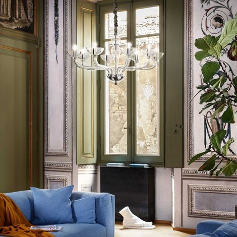 Ideal Lux Casanova - Lustre à 8 bras en verre transparent, E14 (1/2)