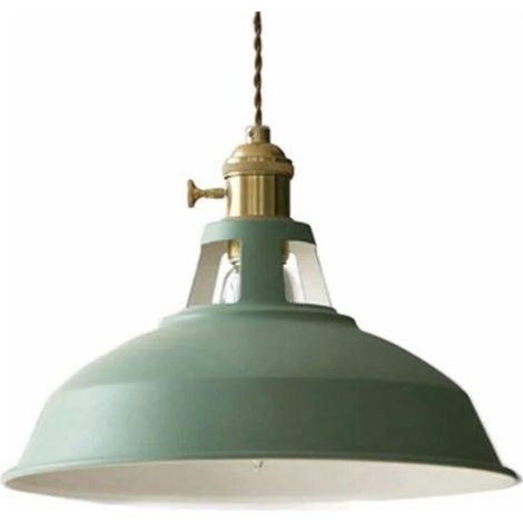 Ceiling Pendant Light, E27 Modern Pendant Light with Metal Shade, Restaurant Living Room, Green (Bulb Not Included) (1/4)