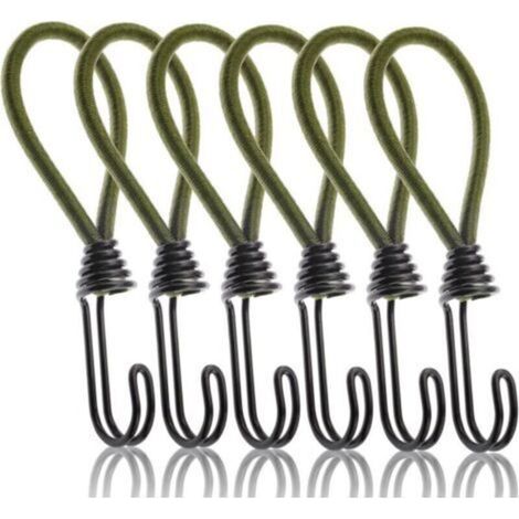 Lot de 6 tendeurs élastiques avec crochets, corde élastique avec crochets en métal pour attacher des bâches en plein air, verrouillage de la charge de la moto (1/4)