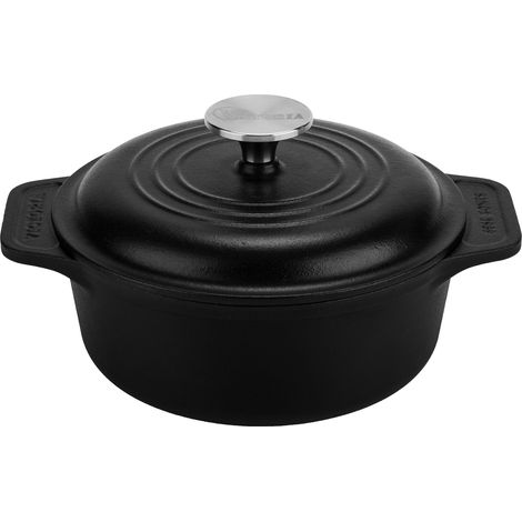 Victoria 34894 Cocotte Induction Fonte Émaillée 20 cm, Dutch Oven 1,9L, Sans PTFE et PFOA Noir (1/5)
