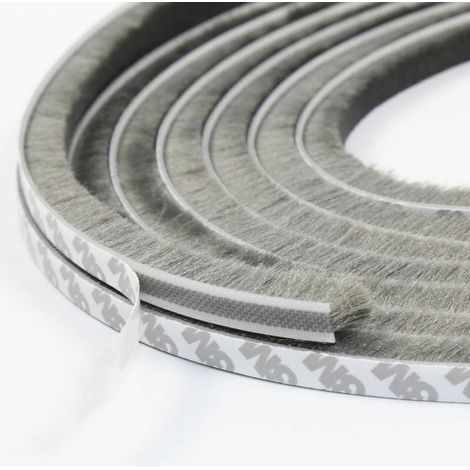 Selbstklebender Antibeschlag-Bürstenstreifen für Fenster und bewegliche Türen, 9 mm x 15 mm (Grau) (1/4)