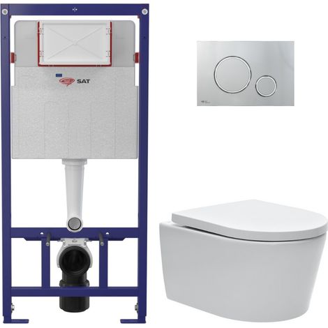 Swiss Aqua Technologies Pack WC Telaio ECO 2L SAT + Vaso sospeso SAT + placca cromo lucido (STESTBRWR05-IN)