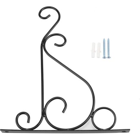 Support de Crochet de Fleur Support de Plante en Fer Support de Suspension Murale Crochet de Fleur pour la décoration de Jardin à la Maison 25 21 cm(Noir) (1/5)