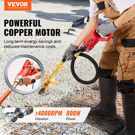 Vibrateur à Béton Électrique, 800 W, Outil Vibrant Portatif pour Béton avec Arbre 1,5 m, 4000 tr/min, Vibration 13000 VPM, Vibreur à Ciment Portable pour Éliminer Bulles d'Air, Mélanger le Béton (1/5)