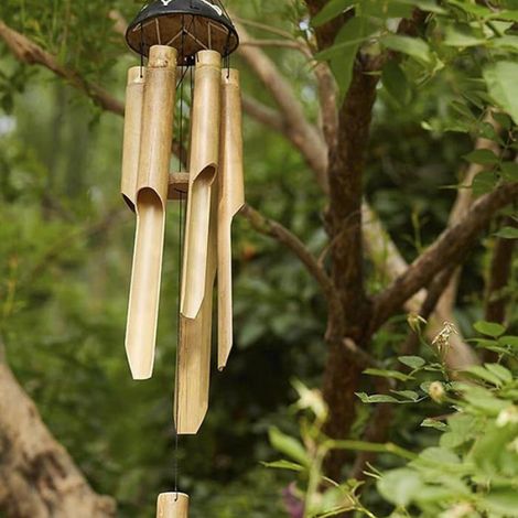 Carillon Bambou Carillon Jardin Cloche Vent Bambou pour Balcon Intérieur Chambre Extérieur (1/5)